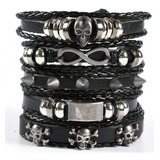 Pulseras Ajustables Set  Punk Rock Cuerda Sintetico Esquelet