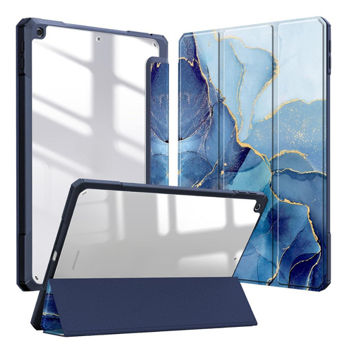 Funda Para iPad 10.2 7a 8a Y 9a Gen Smart Marmol Azul