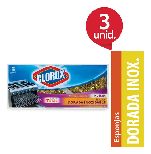 Esponja Clorox Dorada Inoxidable 3 Un