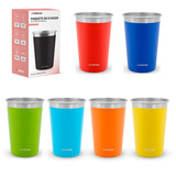 Redlemon Set De 6 Vasos De Acero Inoxidable Y Ecológicos (470 Ml), Fabricados Con Materiales Resistentes, Fáciles De Lavar, Prácticos Y Con Diseño En Color Mate, Ideales Para El Hogar Y Reuniones