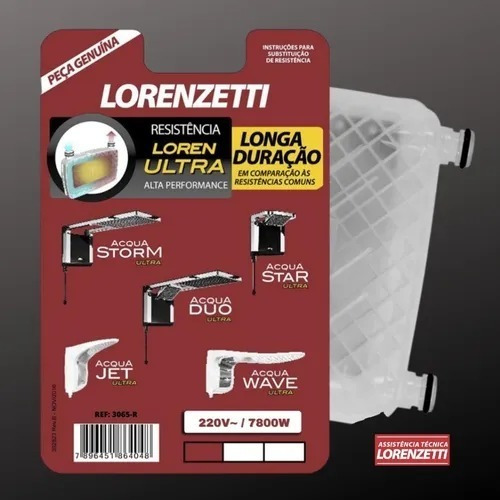 Resistência Linha Acqua Ultra 220v 7800w Lorenzetti 3065b