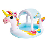 Piscina Inflable Con Techo Removible Unicornio Bebe Intex