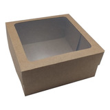 Caixa Para Presente Kraft Visor 15x15x7 Tampa E Fundo 40 Un