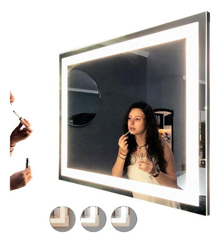 Espelho P/ Banheiro Com Led Embutido 1,0 X 80cm 