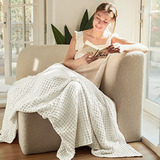 Cooling Cotton Waffle Weave Throw Blanket - Lightweight...