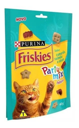 Petiscos Friskies Party Mix Sabor Camarão, Salmão E Atum 40g