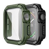 2 Fundas Con Templado Apple Watch Se/6/5/4 44mm Verde /negro