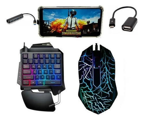Kit Gamer Teclado One Hand E Mouse + Kit Cel Mobilador