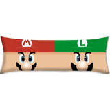 Cojin Almohada Larga Mario Y Luigi Face Abrazable 35x100cm