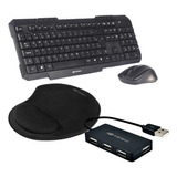 Kit Teclado + Mouse S/fio + Mouse Pad + Hub 4p 2.0 - C3 Tech