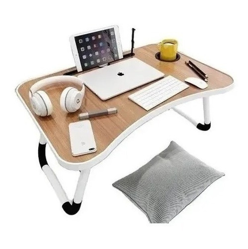 Mesa Computador Cama Ranura Para Celular Tablet Y Para Vaso