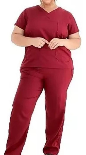 Scrub Feminino Conjunto Pijama Cirúrgico Privativo Marsala