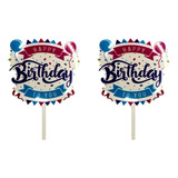 Paquete 2 Cake Topper Happy Birthday Transparente Pastel