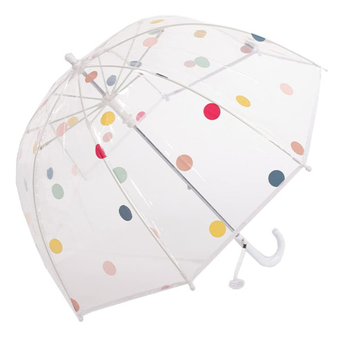 Paraguas Infantil Transparente Resistente Curvado Manual Con