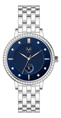 Reloj V1969 Italia 1121- 27 Plateado Tablero Azul