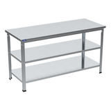 Bancada Mesa Inox Industrial Paneleiro Duplo 90x60x150