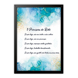 Quadro Placa Reiki 5 Princípios Decoração Moldura A4