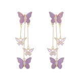 Pendientes Mariposa Morada, Largo, Elegante