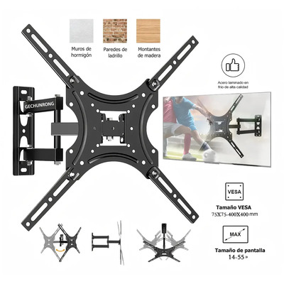 Gechunrong X-400 Base Soportes De Pantalla Pared Tv 14 A 55 Pulgadas Soporta Max 30kg Soporte De Tv Universal Compatible Soporte Mural Para Televisión Monitor Inclinable Y Ajustable Y Giratorio | MercadoLibre