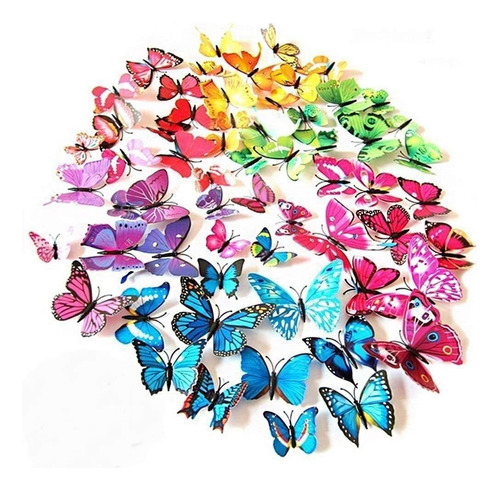 1 72 Piezas Hermosas Calcomanías Pared Mariposa 3d Bricolaje