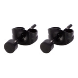 Aretes Broquel Acero Inoxidable Negro Mayoreo Et202801b-1 