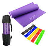 Yoga Mat Profesional Colchoneta Gimnasio Fitnes + Bandas Color Violeta