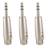 3 Novos Conectores Xlr Para Fêmea De 6,3 Mm Com Conector De