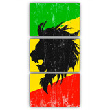 Kit 3 Quadros Decorativos Leão Jamaica Reggae Quarto Sala