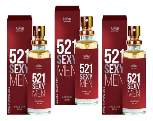 Kit 3 Perfume Masculino 521 Sexy Men Amakha Paris 15ml Bolso