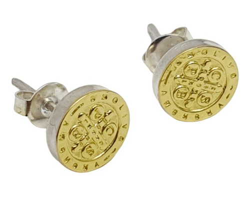 Aros San Benito Plata 925 Y Oro 18kts 8 Mm Proteccion 