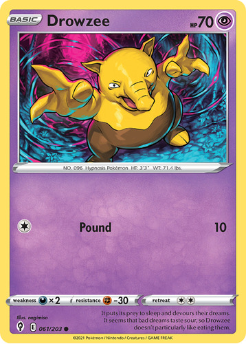 Drowzee 61/203 Cartas Pokemon Evolving Skies Sword & Shield