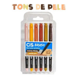 Brush Pen Cis - 6 Cores Tons De Pele Aquarelável