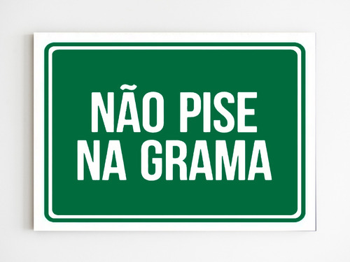 Kit Com 3 Placas De Aviso Não Pise Na Grama Sinalização Mdf