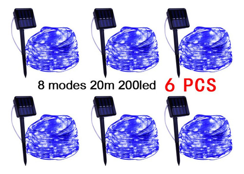 6pcs Serie Solar De 8 Modos Barra De Navidad De 20 M