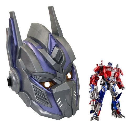 Máscara De Robô Optimus Prime Infantil Azul Com Luzes E Sons