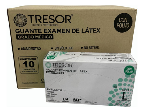 Pack 10 Cajas Guantes Látex Talla L Tresor