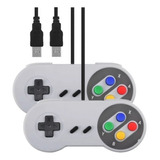 2 Controle Super Nintendo Snes Joystick Usb Emulador Pc Cor Cinza