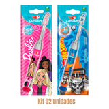 Kit Escova Dental Condor Infantil Barbie Hotwheels Led Pisca