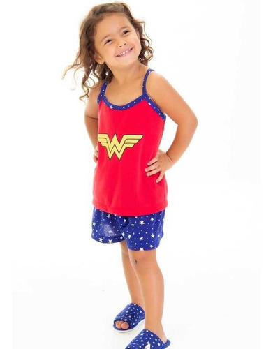 Pijama Infantil Feminino Verão Pijama Mulher Maravilha