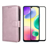 Kit Capa Capinha Carteira Rose Para Moto G8 Plus + Pelicula