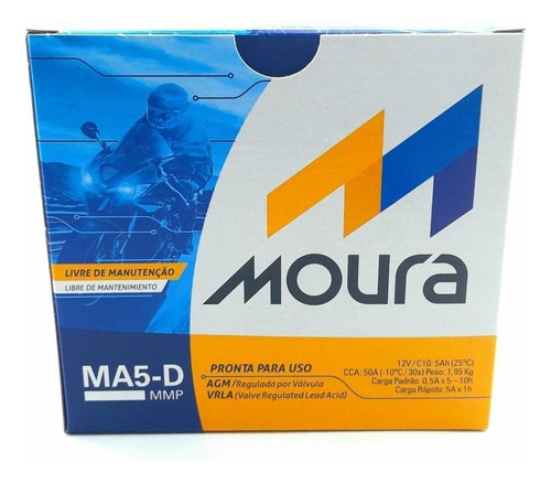 Bateria Moura Honda Nxr Bros 125/150/160 5ah 12v Ma5-d