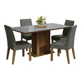 Juego Comedor Mesa Tapa Vidrio 4 Sillas Avril Madesa Color Marron/gris/plata