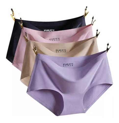 4 Pcs Panty De Una Pieza De Seda Sin Costuras Para Mujer