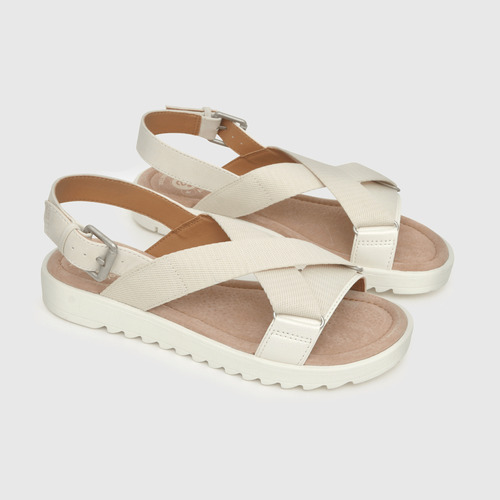 Sandalia De Niñas Cintas Cruzadas Blanco Invierno (28 A 38)