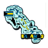 Imã Bahamas Com Mapa, Bandeira, Cidades - Imã De Geladeira
