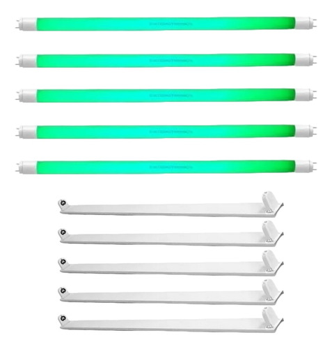 Pack X5 Tubo Led Color 18w 1,20 Mts Largo Con Liston