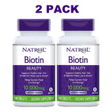 Natrol Biotina 10,000 Mcg 2 Pack De 100 Tabletas Sin Sabor