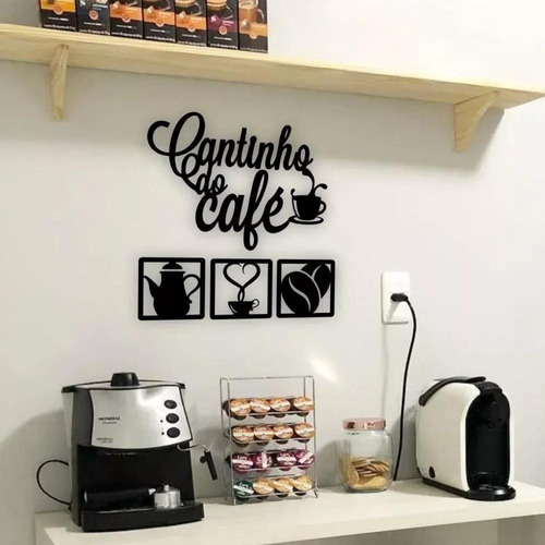 Kit Cantinho Do Café Com 4 Peças Decoração Cozinha Mdf 3mm 