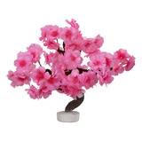 Arbol Bonsai Flor De Cerezo Rosa Artificial Decoración