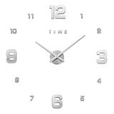 Reloj De Pared Con Diseño 3d Moderno Grande Plata Números